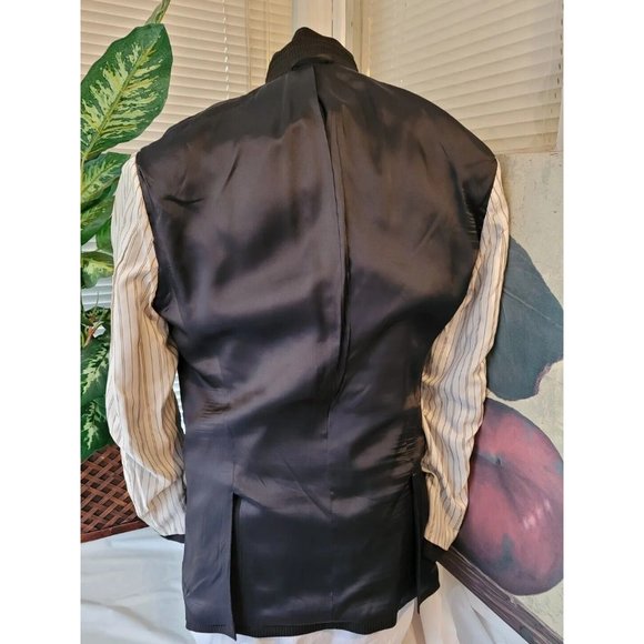 JOSEPH ABBOUD 40R MENS PINSTRIPE SPORT COAT 100% WOOL BLACK TWO-BUTTON B514 - Picture 3 of 9